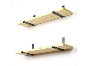 Lote de 2 estanterías murales de madera "LAM008" - 60 x 14 x 16 cm - Beige