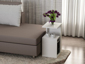 Mesa auxiliar de madera "Sister" - 35 x 29 x 60 cm - Blanca 2