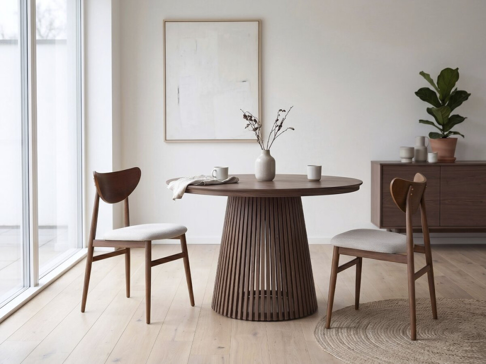 Silla de comedor de madera de estilo escandinavo "Lumbra" - Marrón