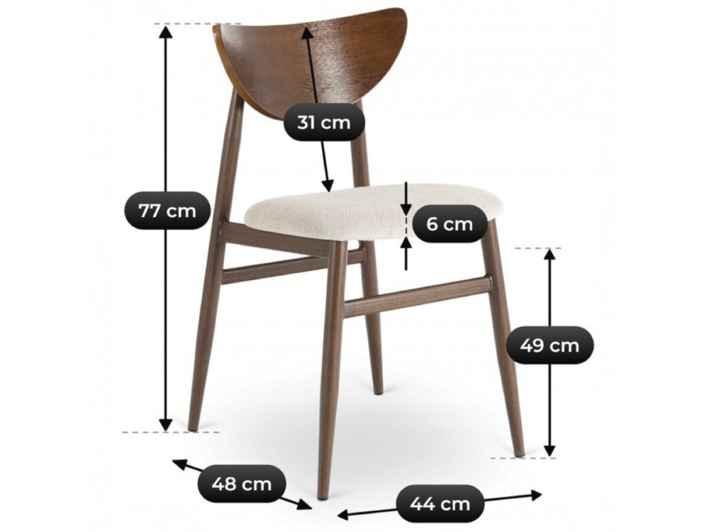 Silla de comedor de madera de estilo escandinavo "Lumbra" - Marrón