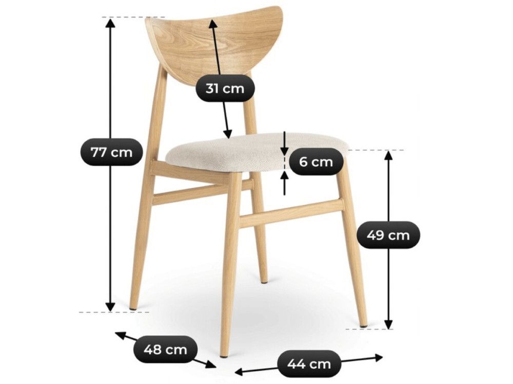 Silla de comedor de madera de estilo escandinavo "Lumbra" - Beige