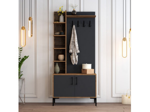 Mueble recibidor de madera "Viyana D" - 90 x 35 x 200 cm - Gris antracita 2