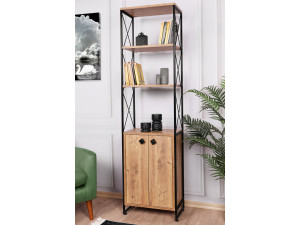 Librería de madera "Tervel" - 49 x 30 x 180 cm - Marrón 2