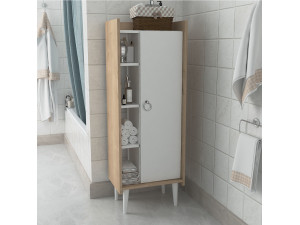 Armario de madera multiusos "Lagomood Ruby" - 50 x 30 x 140 cm - Blanco 2