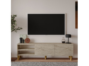 Soporte de TV de madera "River" - 150 x 31 x 48 cm - Travertino 2