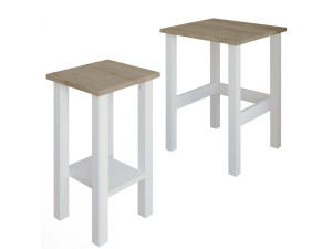 Lote de 2 mesas auxiliares de madera "Gina 2" - 45 x 45 x 60 cm - Beige