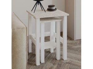 Lote de 2 mesas auxiliares de madera "Gina 2" - 45 x 45 x 60 cm - Blanco 2
