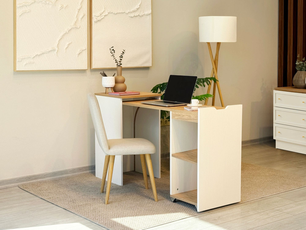 Escritorio de madera "Modulo" - 97 x 47 x 75 cm - Beige