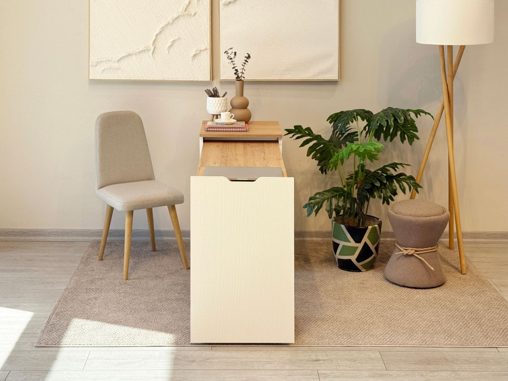 Escritorio de madera "Modulo" - 97 x 47 x 75 cm - Beige