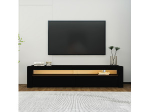 Soporte de TV de madera "Bati" - 150 x 36 x 46 cm - Negro 2