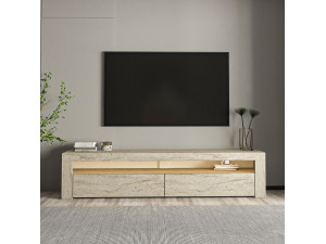 Soporte de TV de madera "Bati" - 150 x 36 x 46 cm - Travertino 2