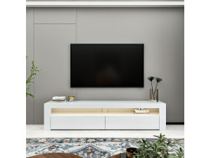 Soporte de TV de madera "Bati" - 150 x 36 x 46 cm - Blanco 2