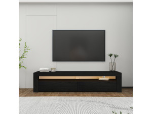 Soporte de TV de madera "Bati" - 150 x 36 x 46 cm - Negro 2