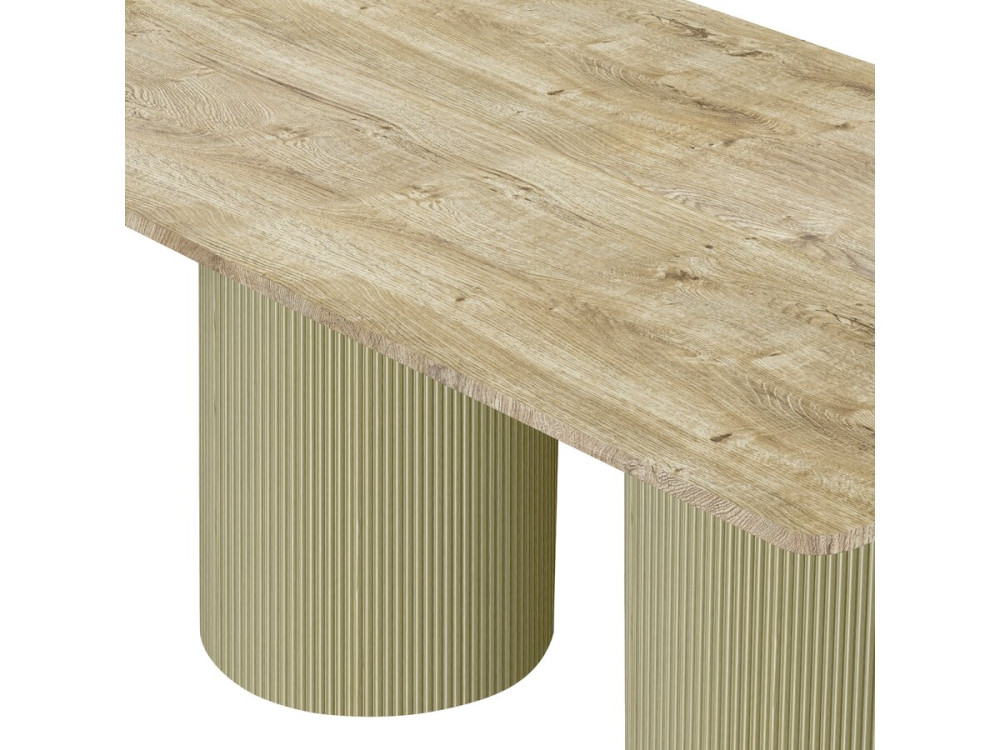 Mesa de comedor ovalada de madera "Zénith" - 180 cm - 8 plazas - Beige