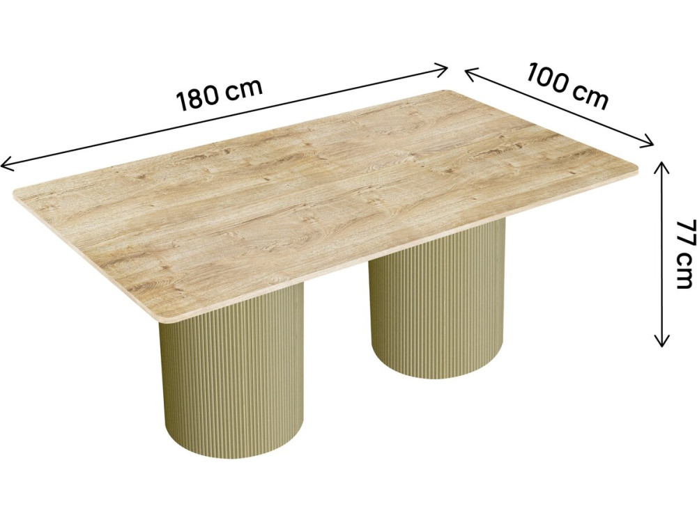 Mesa de comedor ovalada de madera "Zénith" - 180 cm - 8 plazas - Beige