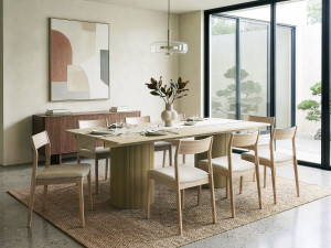 Mesa de comedor ovalada de madera "Zénith" - 180 cm - 8 plazas - Beige 2