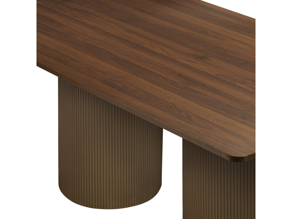 Mesa de comedor ovalada de madera "Zénith" - 180 cm - 8 plazas - Marrón