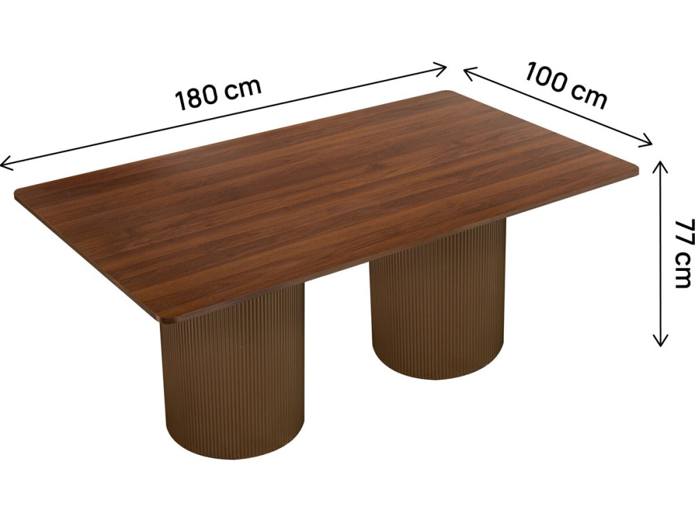 Mesa de comedor ovalada de madera "Zénith" - 180 cm - 8 plazas - Marrón