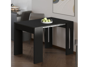 Mesa de comedor de madera extensible "Nivo" - 80 x 44 x 76 cm - Negro 2