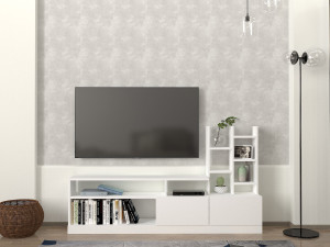 Soporte de TV de madera "Dolunay" - 164 x 25 x 91 cm - Blanco 2