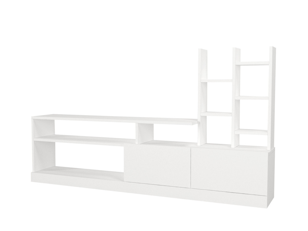 Soporte de TV de madera "Dolunay" - 164 x 25 x 91 cm - Blanco