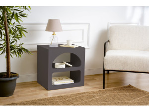 Mesilla de noche de madera "Lorin" - 50 x 40 x 50 cm - Gris antracita 2