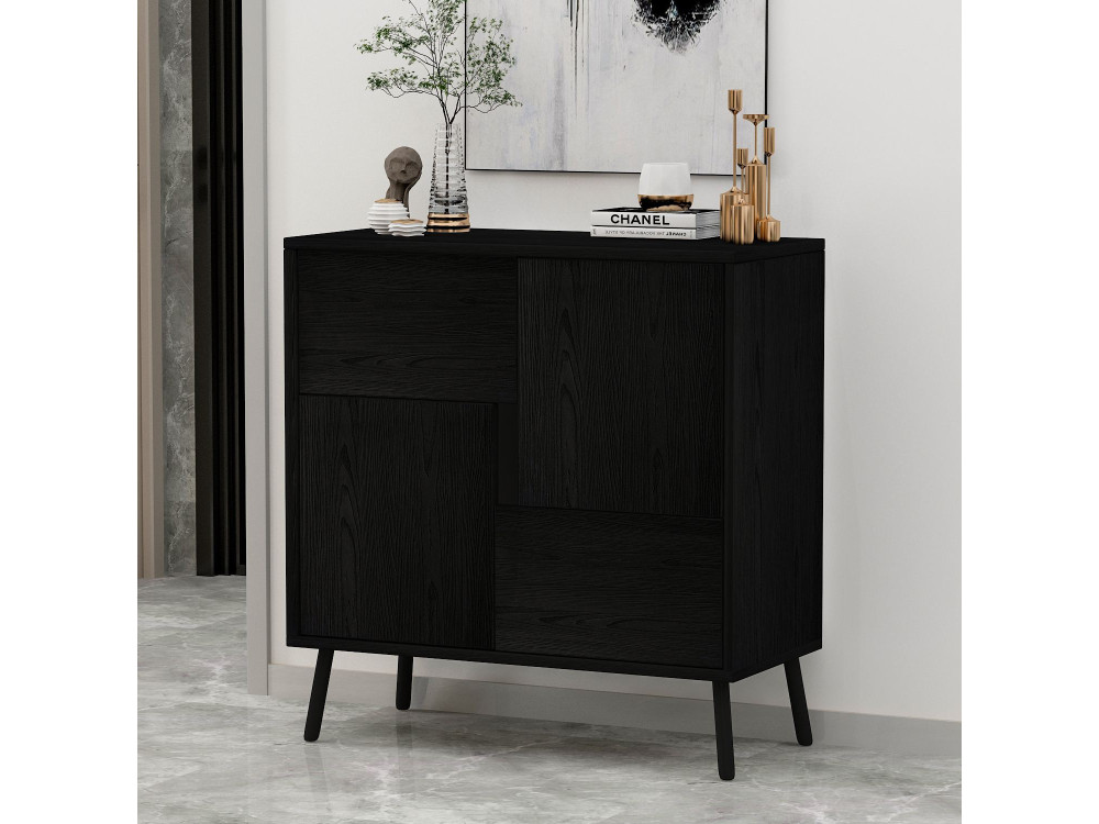 Armario multiusos de madera "Darien" - 76,5 x 35 x 79,5 cm - Madera negra