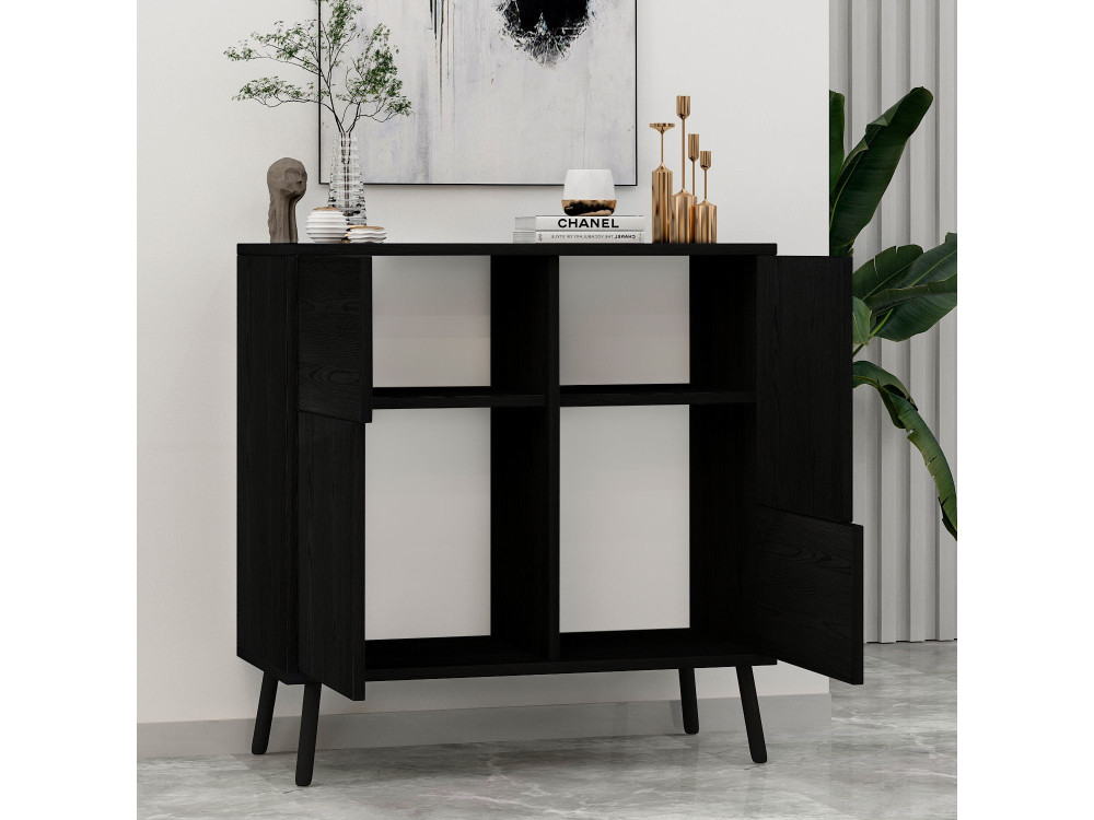 Armario multiusos de madera "Darien" - 76,5 x 35 x 79,5 cm - Madera negra
