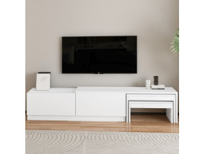 Soporte de TV de madera "Nest" - 180 x 30 x 36 cm - Blanco 2