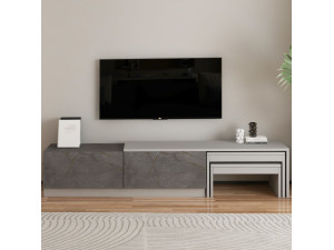 Soporte de TV de madera "Nest" - 180 x 30 x 36 cm - Gris 2