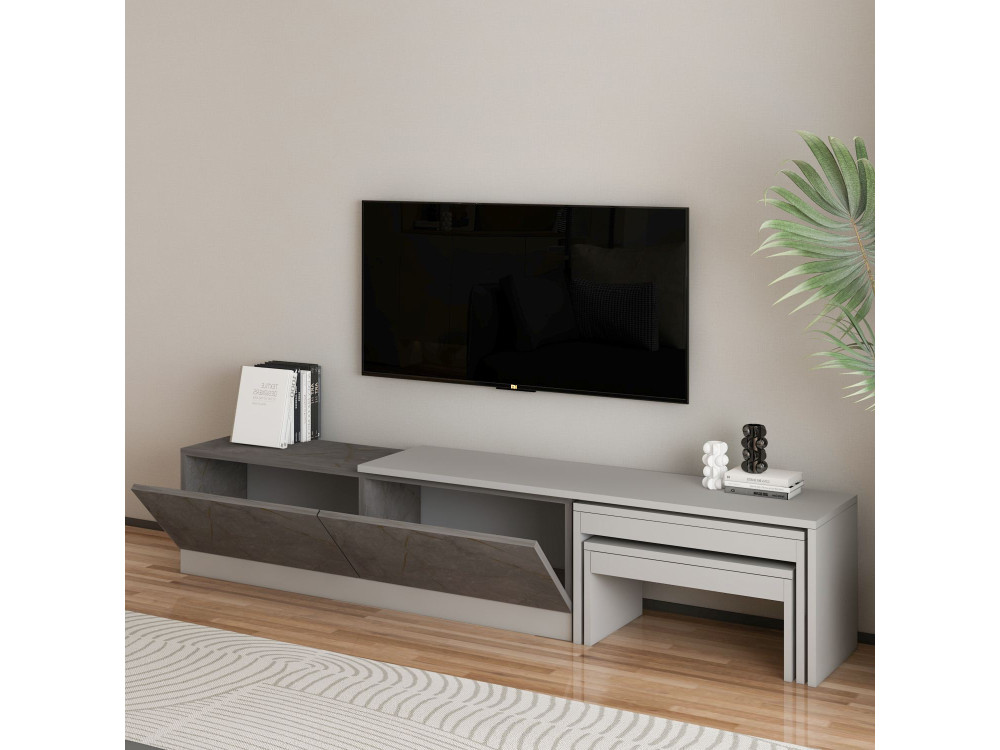 Soporte de TV de madera "Nest" - 180 x 30 x 36 cm - Gris