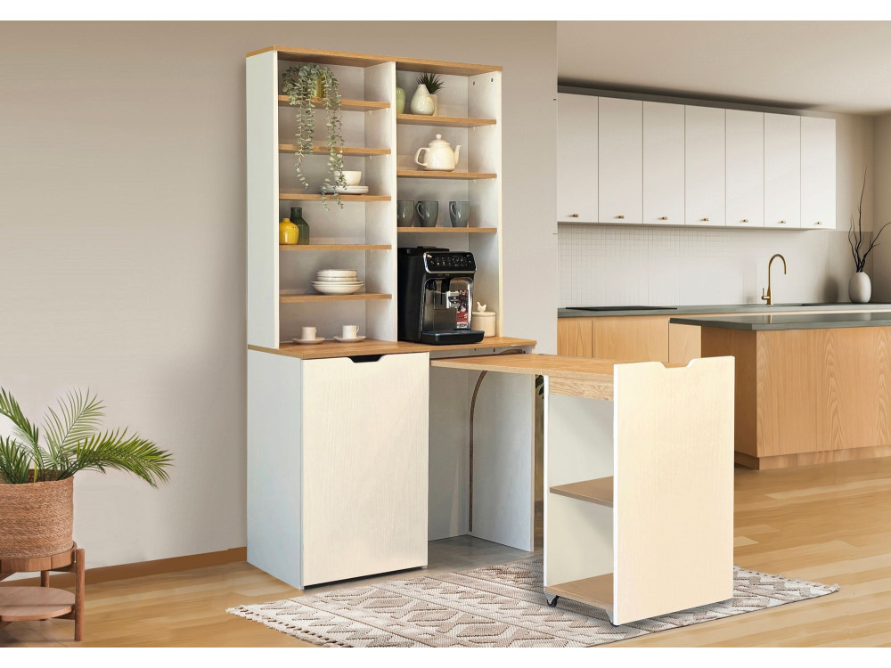 Soporte de madera para café "Flexa" - 100 x 45 x 190 cm - Crema