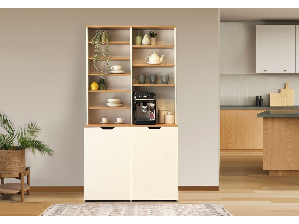 Soporte de madera para café "Flexa" - 100 x 45 x 190 cm - Crema