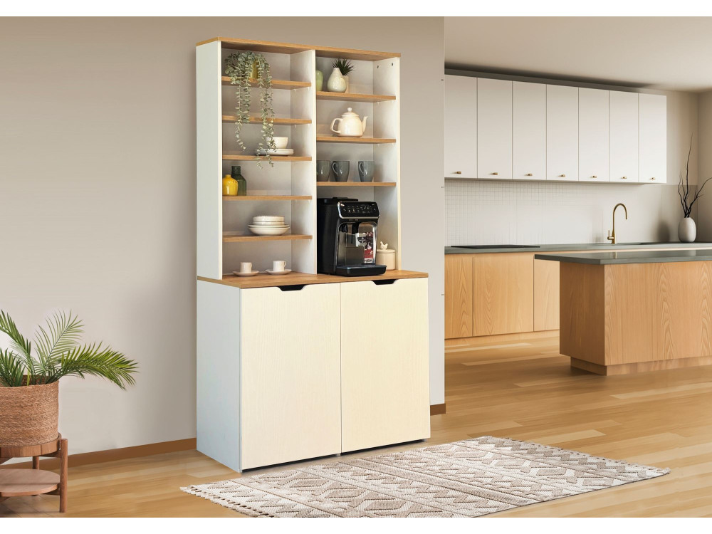 Soporte de madera para café "Flexa" - 100 x 45 x 190 cm - Crema