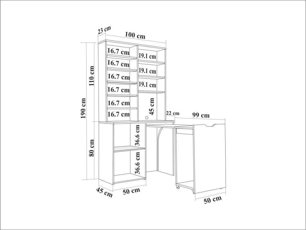 Soporte de madera para café "Flexa" - 100 x 45 x 190 cm - Crema