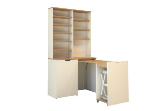 Expositor y taburetes de madera "Flexa" - 100 x 45 x 190 cm - Crema