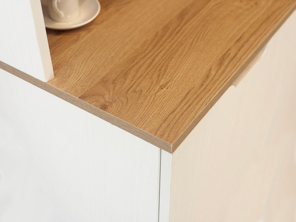 Expositor y taburetes de madera "Flexa" - 100 x 45 x 190 cm - Crema
