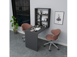 Mesa de maquillaje de madera "Sedir" - 90 x 59 x 74 cm - Gris antracita 2