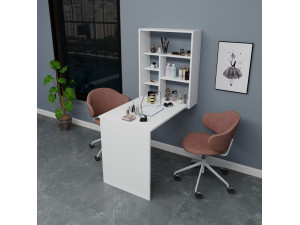 Mesa de maquillaje de madera "Sedir" - 90 x 59 x 74 cm - Blanco 2