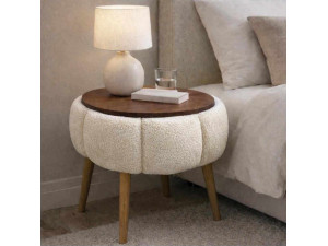 Mesa auxiliar de madera "Papatya" - 45 x 45 x 44 cm - Crema 2