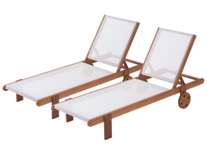 Juego de 2 tumbonas en madera exótica Saïgon - "Maple" - Marrón claro
