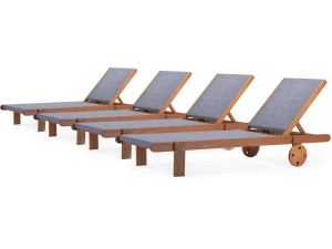 Tumbonas en madera exótica "Saïgon"  - Gris - Lote de 4