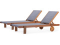 Tumbona en madera exótica "Saïgon" - Maple - Gris - Lote de 2