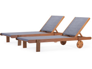 Tumbona en madera exótica "Saïgon" - Maple - Gris - Lote de 2