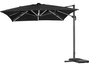 Parasol de jardin LED Alu "Sun 3 Luxe" - Cuadrado -  3 x 3 m - Negro