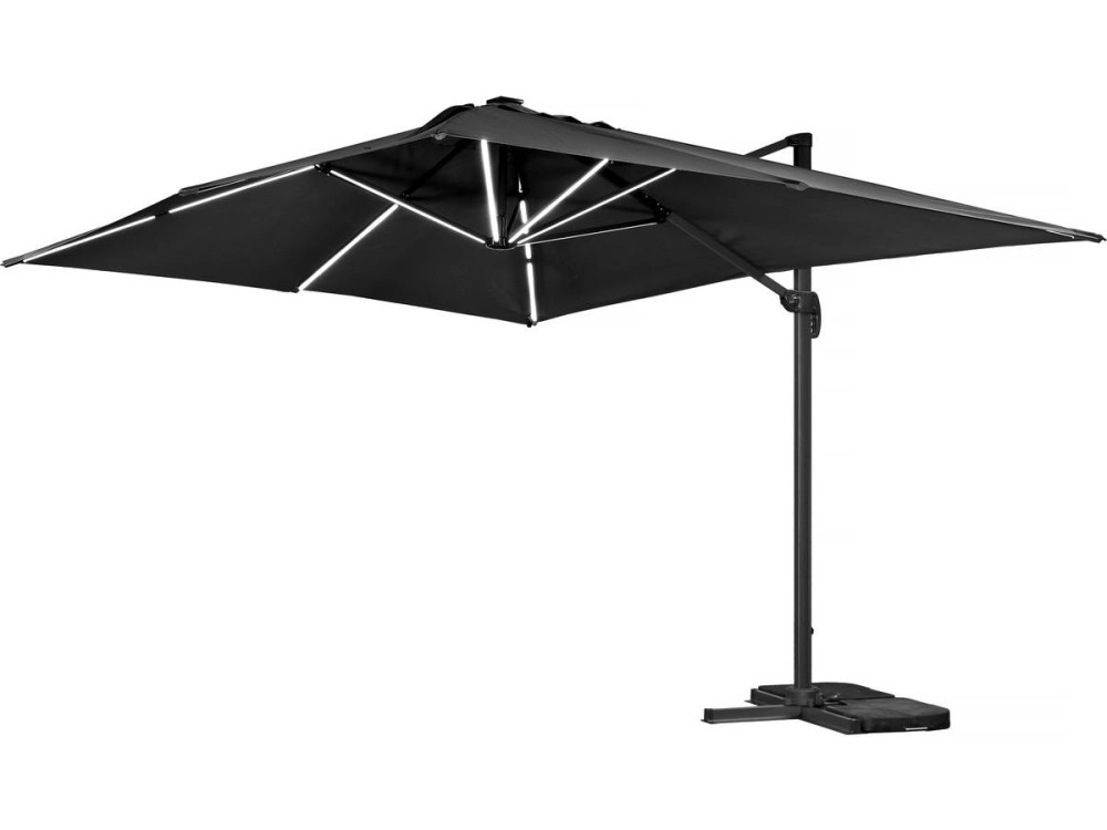 Parasol de jardin LED Alu "Sun 3 Luxe" - Cuadrado -  3 x 3 m - Negro
