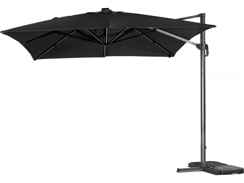 Parasol de jardin LED Alu "Sun 3 Luxe" - Cuadrado -  3 x 3 m - Negro