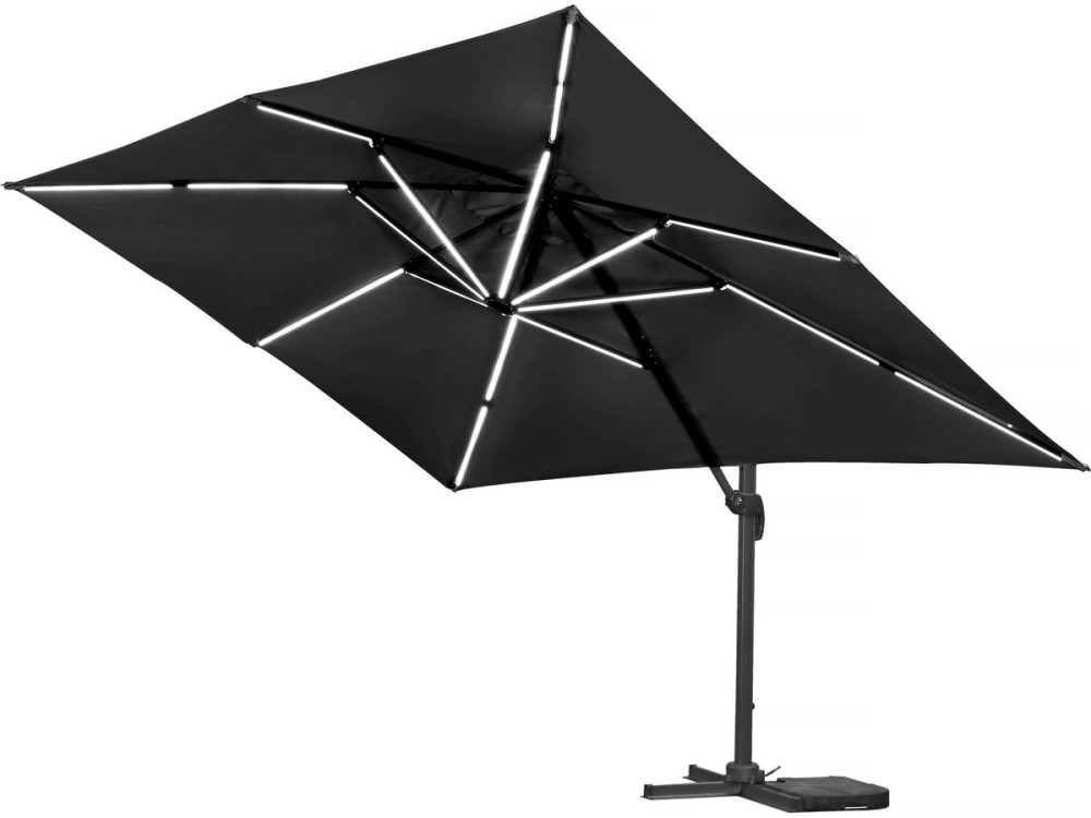 Parasol de jardin LED Alu "Sun 3 Luxe" - Cuadrado -  3 x 3 m - Negro