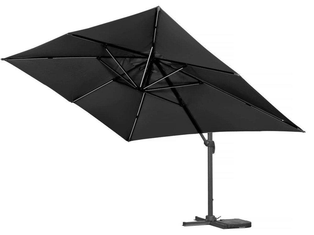 Parasol de jardin LED Alu "Sun 3 Luxe" - Cuadrado -  3 x 3 m - Negro