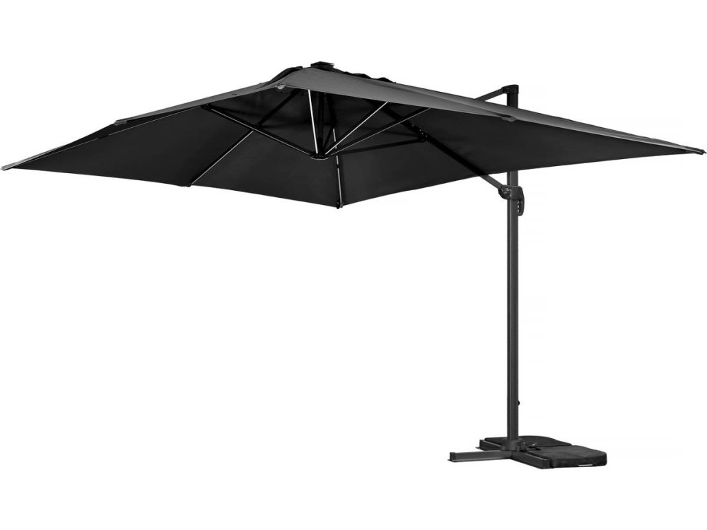 Parasol de jardin LED Alu "Sun 3 Luxe" - Cuadrado -  3 x 3 m - Negro